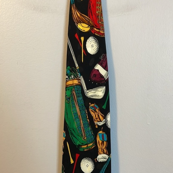 Addiction Vintage Silk Golf Necktie Tie Golf Ball Bag Tee Club Made in Korea - Picture 3 of 16